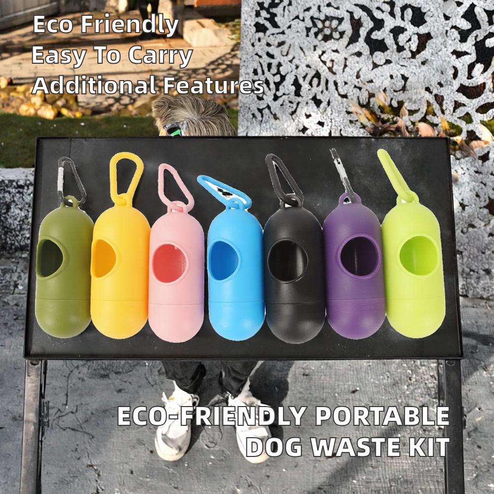 Portable Sustainable Eco-Friendly Dog Poop Bag Dispenser with Storage Shovel and Silicone Garbage Disposal