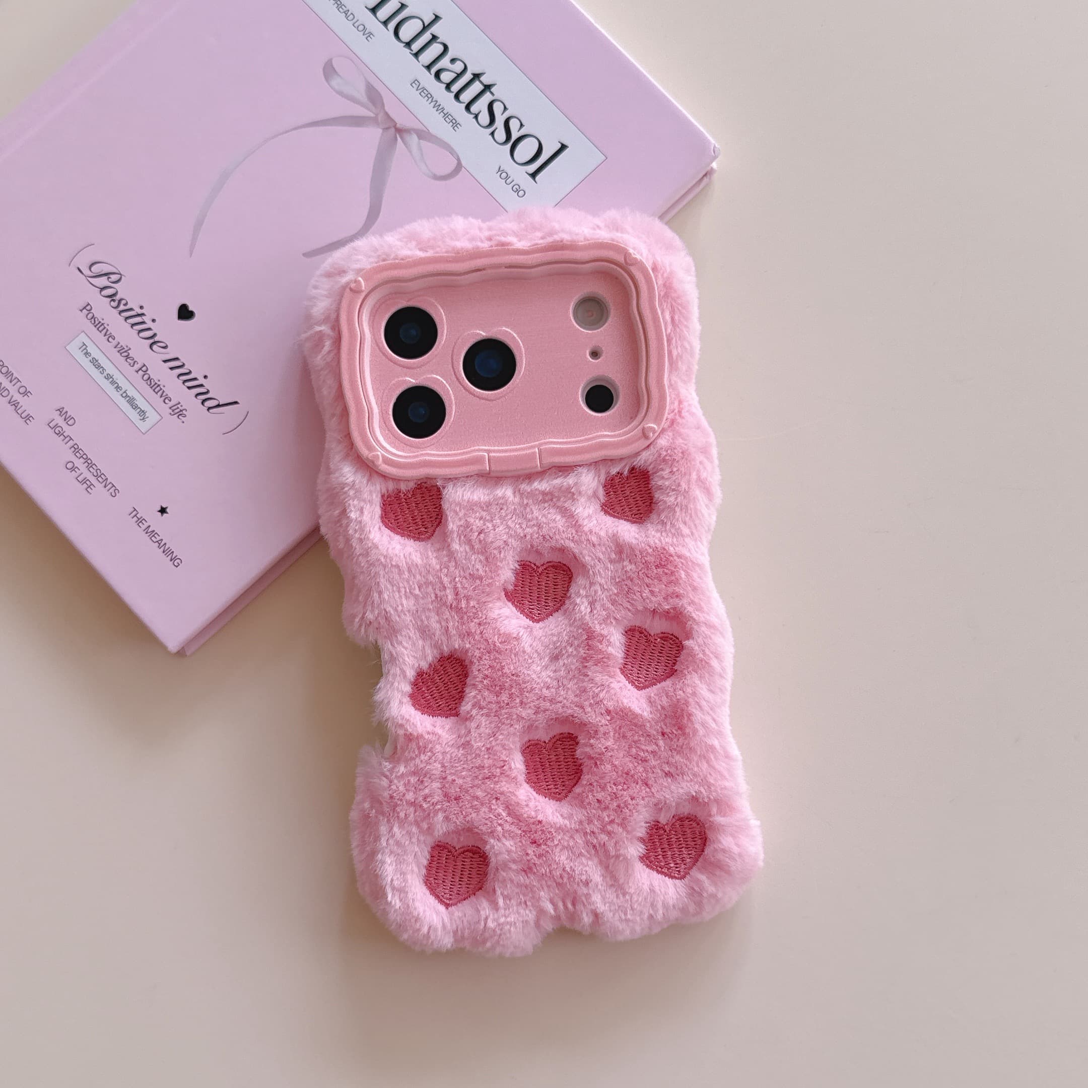 

Cute Plush Pink Pink 3D Love Heart Case For iPhone 17 16 14 15 Pro Max 13 17promax 17pro Rope Strap Protective Cover iPhone 17