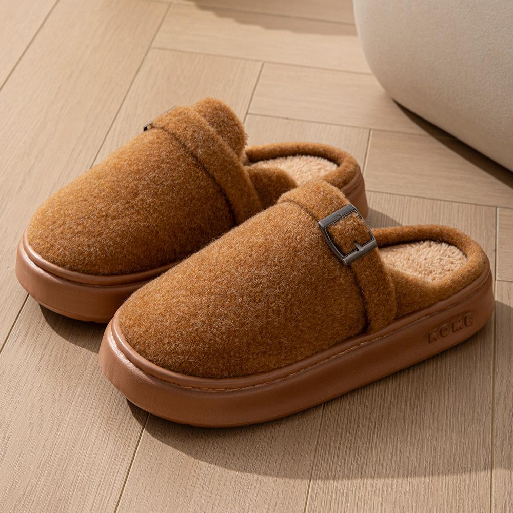 2025 plush warm household winter cotton slippers couple models can wear EVA thick-bottomed cotton slippers