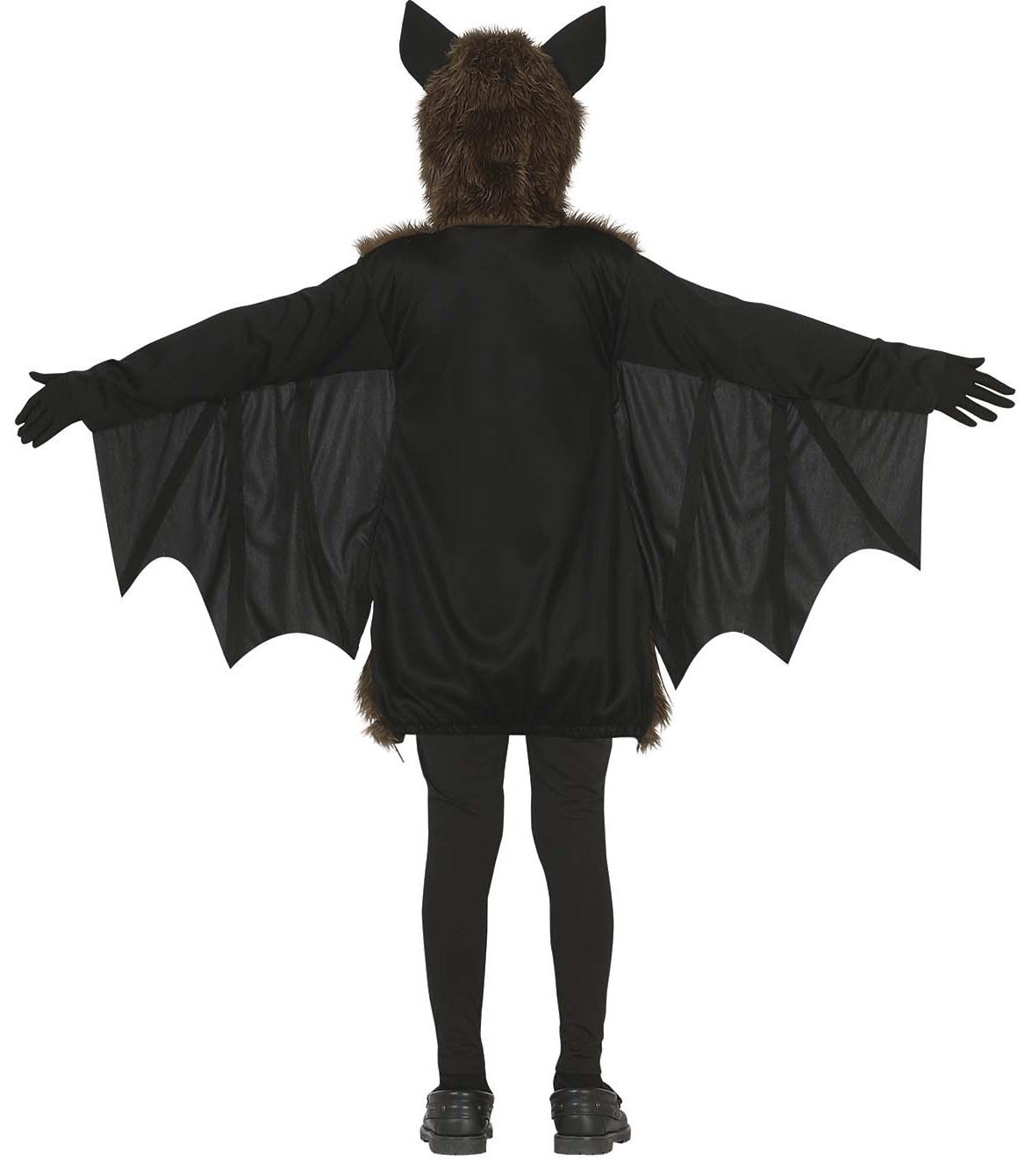 Guirca - Vleermuis Kostuum - Angstaanjagende Vleermuis Rodriguez Kind Kostuum - Bruin, Zwart - 7 - 9 jaar - Halloween - Verkleedkleding