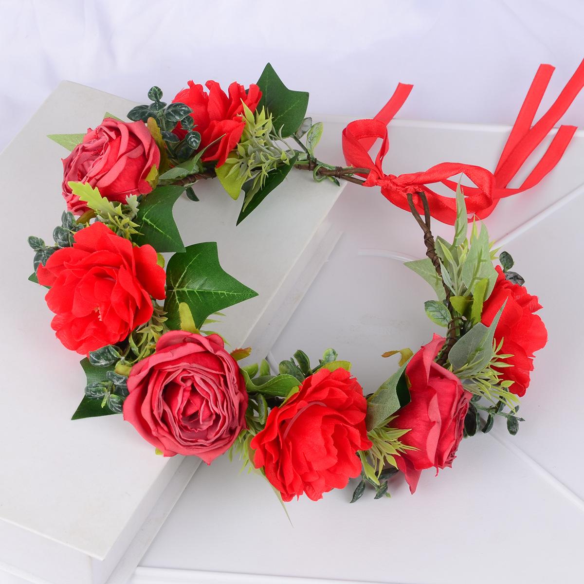 

Європейський та американський квітковий вінок-головний убір: Ручна виготовлена квіткова обруч у лісовому стилі для жінок - Ідеально для Різдва