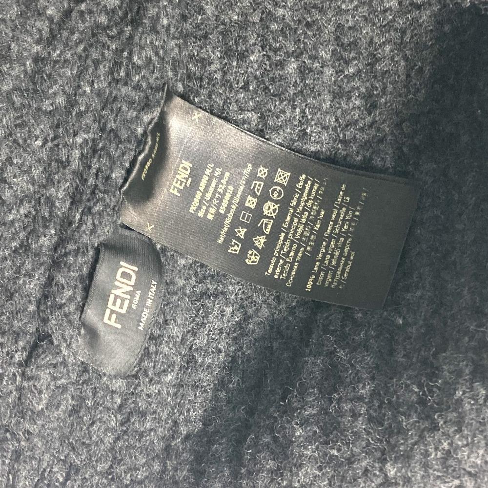 FENDI FXQ960 Flight logo beanie hat knit hat knit cap Knit hat wool gray