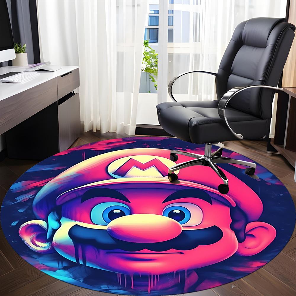 1pcMario Office Round Area Rug, Indoor Mat Suitable For Office, Bedroom Living Room Home Decor, Room Deco, Offic a0928103