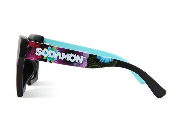 Sodamon Horn-Rimmed Sunglasses Fashion Black Sunglasses Mirror Sunglasses Ht602-C08(Fy-Bu)