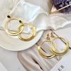 Supply Jewelry Versatile Geometric Exaggerated Catwalk Style Large Circle Gloss Earrings Women'S Fashion Commuter Jewelry
