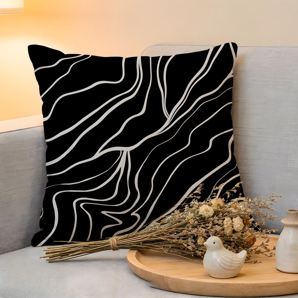 Cushion Cover  Linen  SkinFriendly Soft Decorative Case for Sofa Home Decor Abstract Simple Black Line Pillow Cover