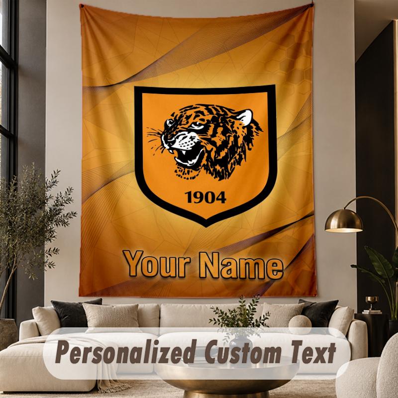 Custom Text Tapestry Hull FC Print Wall Tapestry Indoor Living Room Wall Decor