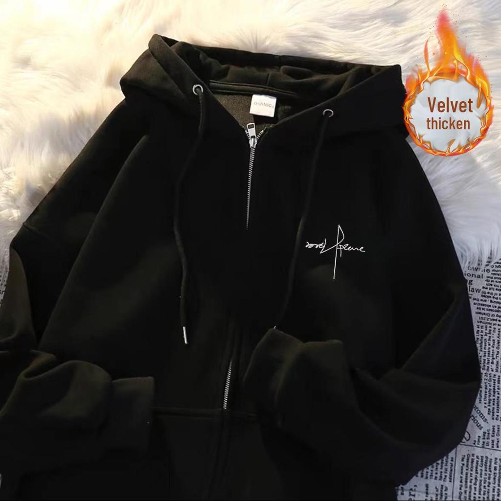 Unisex Trendy Graphic Hooded Cardigan: Versatile, Stylish, Loose-Fit Casual Drawstring Jacket