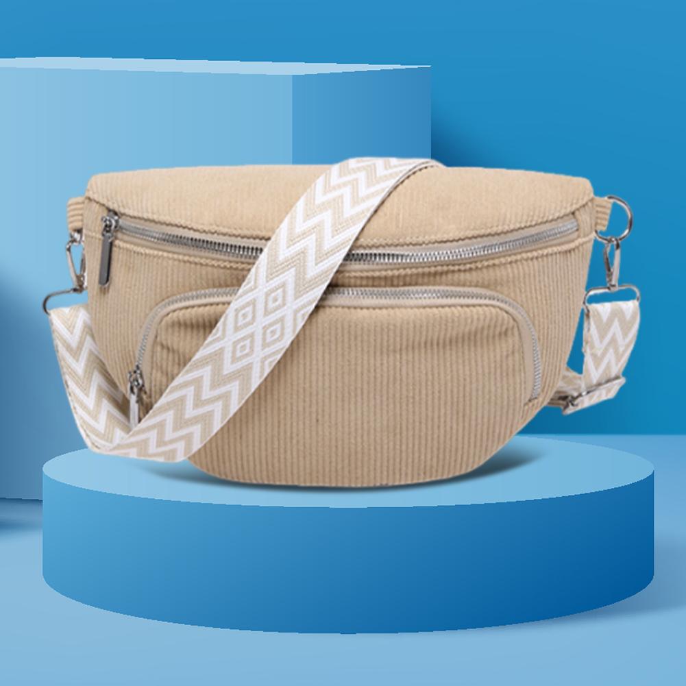 

Corduroy Chest Bag Fashion Fanny Pack Wide Guitar Strap Stylish Crossbody Bag Vintage Shoulder Bag Casual Sports Bag хакі