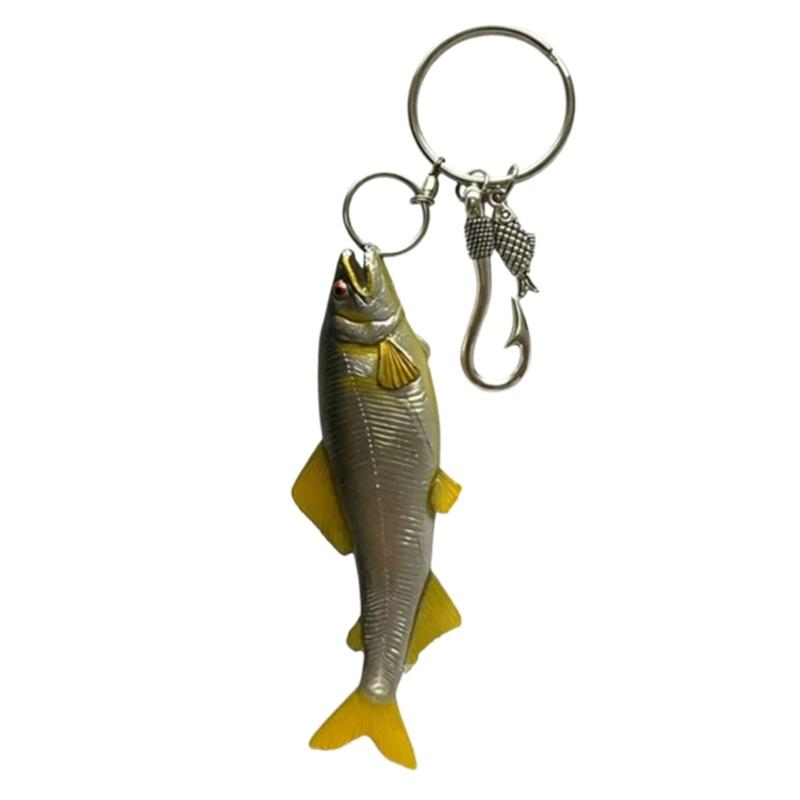 Acrylic Fish Keychain Accessory for Bag Use and Daily Carry, Metal Hook Detail, Fishing Theme Style for Display Placement
