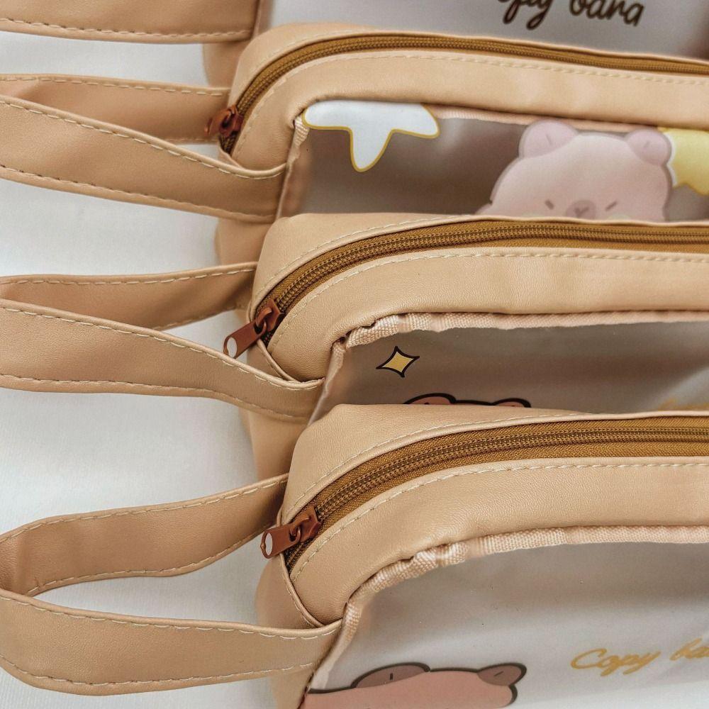 PVC Cartoon Pen Bag Kawaii Stationery Bag Stationery Capybara Pencil Bag  School