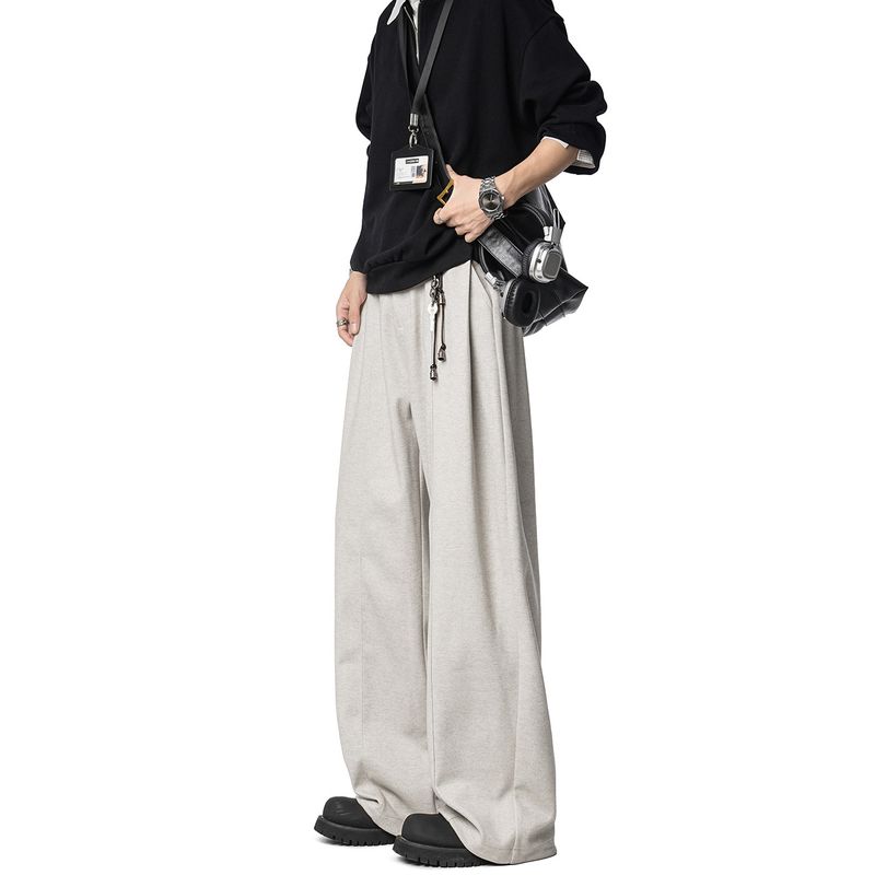 Dream Made Old Money Style Woolen Trousers for Men, Autumn and Winter Thickened Straight-Leg Wide-Leg Pants, Casual Pants for Boys