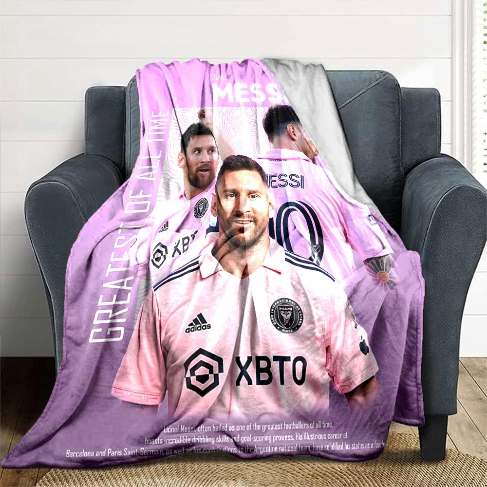 Leo Messi's Iconic Jersey Blanket Warmthful Decor Suitable for Bed Picnics Seaside Four Seasons Universal Stylish Decor Birthday Christmas Gift Blanke