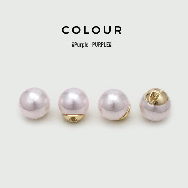 Beige High-Gloss Pearl Metal Button for Women's Shirt, Jacket, Cardigan, Sweater, or Coat