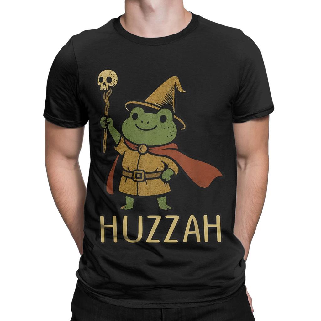 Huzzah Frog Wizard Men's T Shirt  Leisure Tee Shirt Short Sleeve Crew Neck T-Shirts Cotton 6XL Clothing
