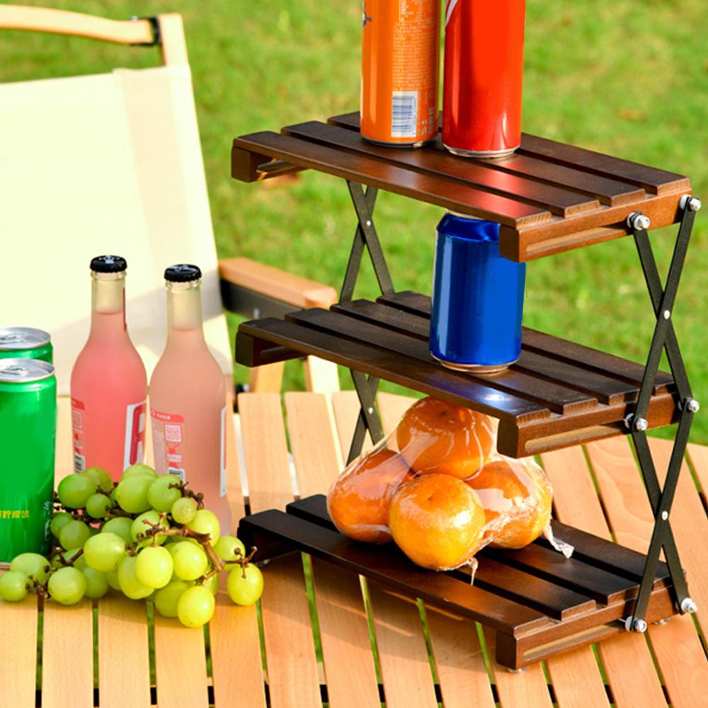 Camping Aufbewahrungsregal 3-stöckiges faltbares Tischregal Tragbarer Picknicktisch mit Tragetasche für