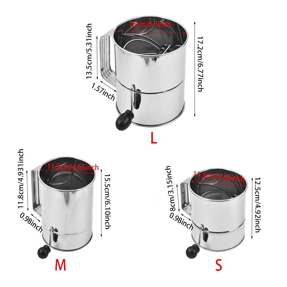 Stainless Steel Flour Sifter Hand Crank Powder Sugar Shake Powder Sugar Sifter  Baking