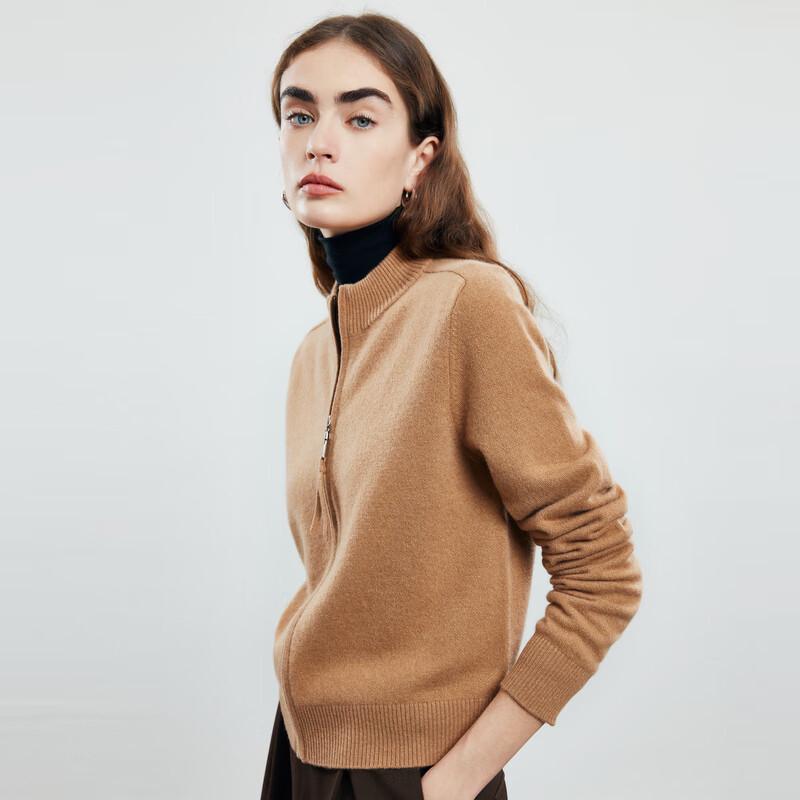 PALUOPO Semi-High Neck Pure Cashmere Knit Cardigan