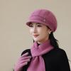 Knitted Woolen Hat New Rabbit Fur Hat for Women Mother  Middle Aged and Elderly Plus Velvet Warm Hat Grandma's Cold Proof Scarf
