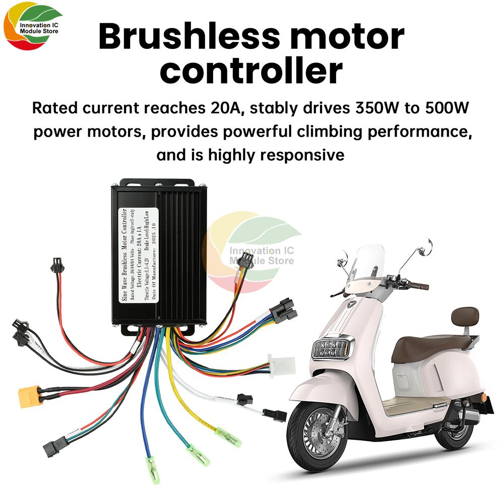 36V 48V 20A Sinusový bezkartáčový regulátor motoru 350W-500W Kompatibilní s SM konektory LCD displej Elektrické kolo