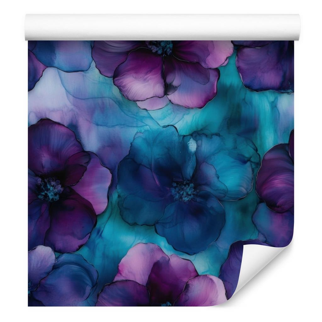 Wallpaper Ink navy blue, blue, turquoise and purple 50x1000