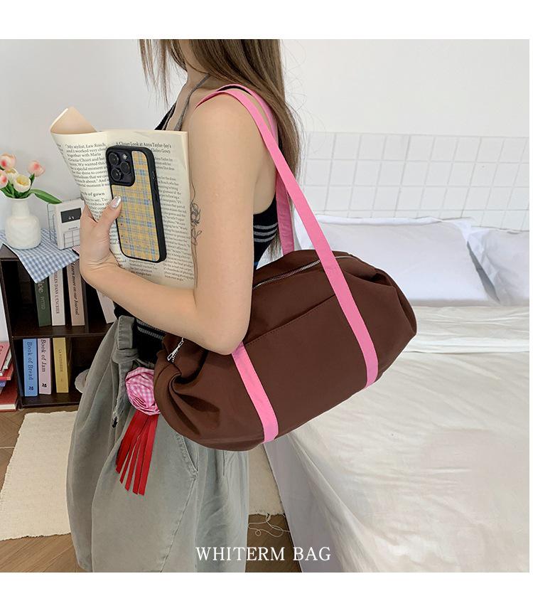 2026 Korean Style Large Capacity Color Block Casual Shoulder Bag