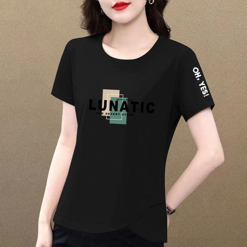 Women's Pure Cotton Slimming Irregular Summer Short Sleeve Top - Casual and Fashionable T-shirt.