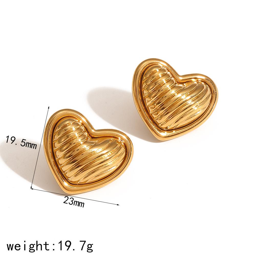

Yori Vintage Double Heart Stainless Steel Earrings for Women Minimalist Metal Charm Waterproof Jewelry 18K PVD Plated