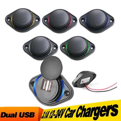 3.1A dvigubas USB automobilinis įkroviklis 12-24V telefono įkrovimo maitinimo lizdo adapterio skydelis keturračiams autobusams autobusams motociklams valtis keturračiams UTV kemperiams priekaboms