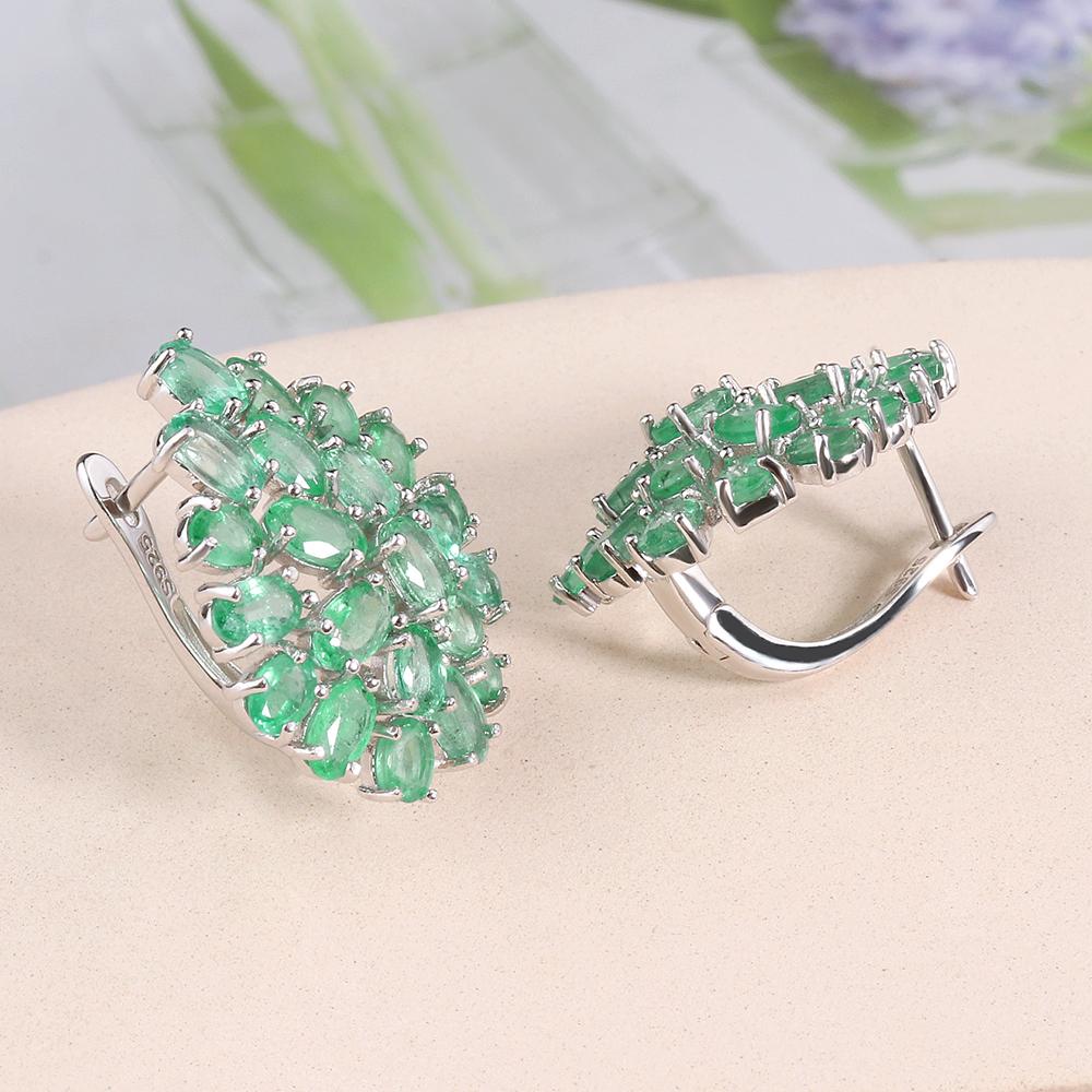 Premium Luxury Natural Zambia Emerald øredobber for kvinner jubileum bryllup banketter Bruk fine smykker 925 sterling sølv