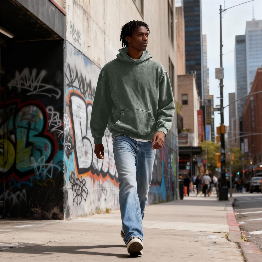 Men Hooded Pullover With Pocket Long Sleeve Fleece Sweatshirt Workout Tops Fall Fashion Hoodie