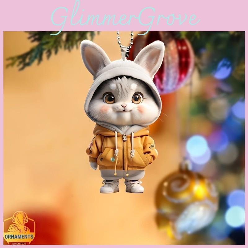 Cartoon Cute Rabbit Pattern Acrylic Pendant For Car Decoration Accessories