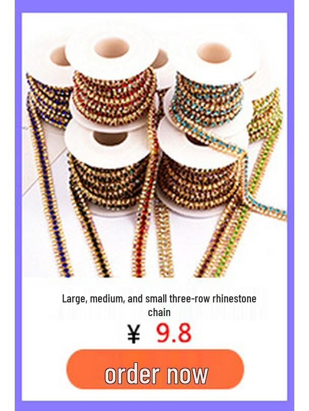 Colorful Rhinestone Claw Chain for Phone Cases, Nail Art, Apparel, & Wedding Dress Accessories
