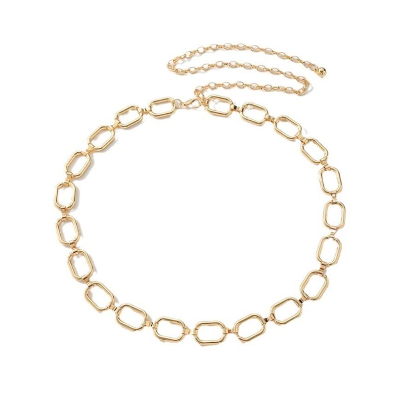 

Geometry Oval Waist Chain for Women Girl Body Chain Jewelry Belly Chain Adjustable Dress Chain Belt Waist Accessories S