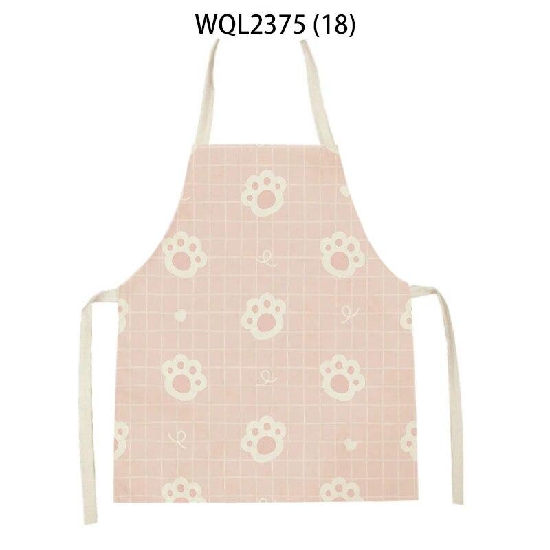 1Pcs Cat Graphic Printed Home Kitchen Apron Linen Sleeveless Antifouling Kids Bib Chef Cooking Baking Apron Home Cleaning Tools