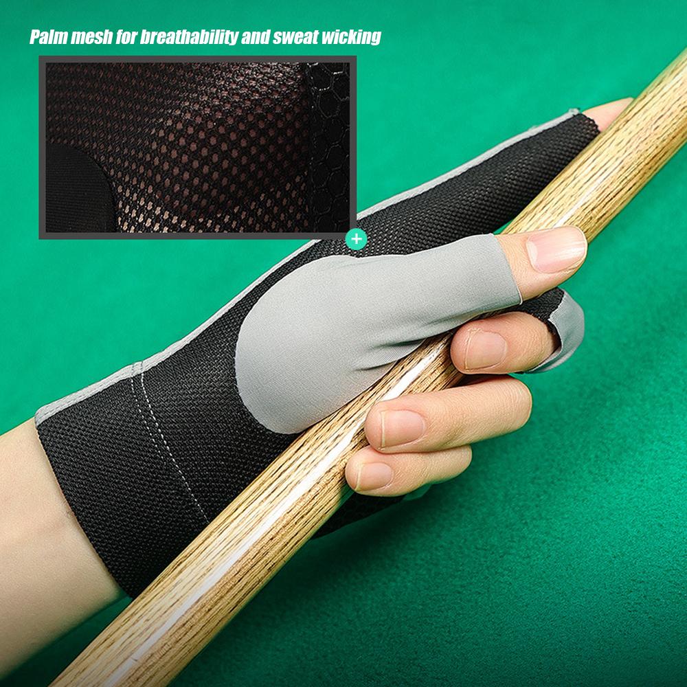 1 Stück 3-Finger-Poolhandschuhe, elastisch, Billard, rechte oder linke Hand, für Damen und Herren, Billard-Shooter, Sportzubehör