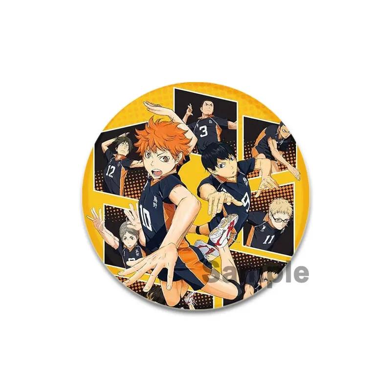 32/44/58mm Hot Sale Anime Japonês Haikyuu Tinplate Pins Mochila Engraçado Broche Emblemas Shoyo Hinata Timeskip Sakusa Atsumu Presente Periférico