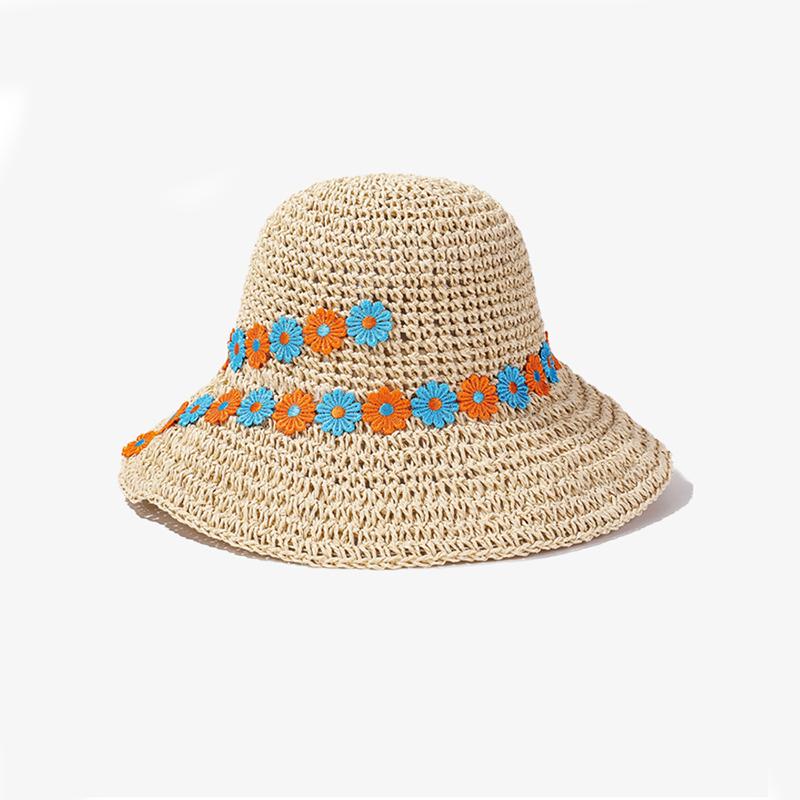 

Style Hat Versatile Straw Woven Sweet Flower Female Sunshade Hatscaps Fisherman бежевий