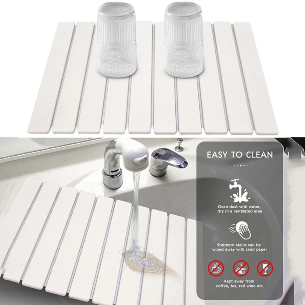 Foldable Stone Dish Drying Mat Absorbent Placemat Multifunctional Dish Drainer Mat  Sink