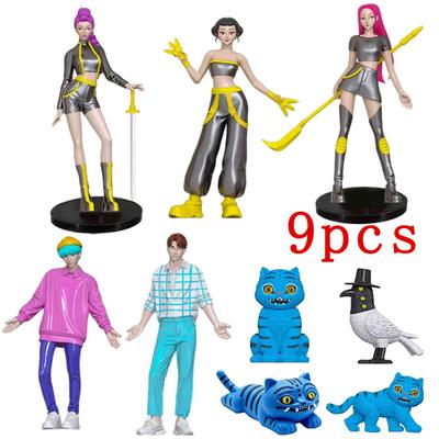 NUOVO set da 9 pezzi Kpop Demon Hunters Figure Modello Giocattolo Cartone Animato Periferiche Gaming Decorazione Scrivania Figure da Collezione Modello Giocattolo Regalo