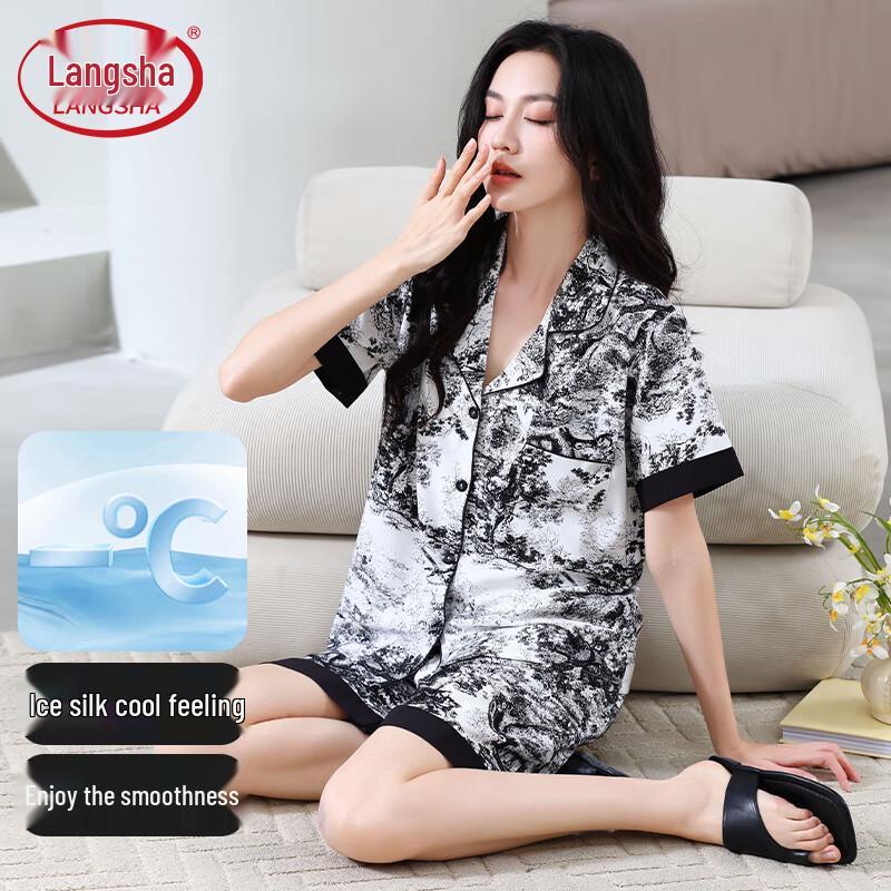 Langsha Women s Cooling Ice Silk Pajama Set M