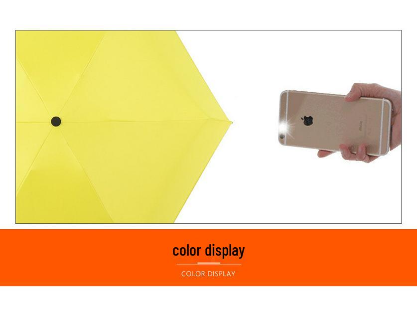 Ultralight Compact Women's Five-Fold Pocket Umbrella with Black Glue Sun Protection