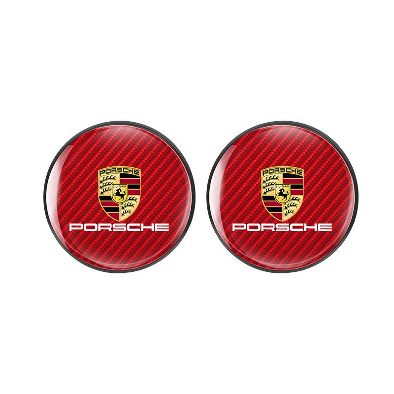 2 Stuks Auto Emblemen Bekerhouder Mat Onderzetter Leer Accessoires Voor Porsche Cayenne Panamera Macan 911 718 Taycan Boxster Cayman 918