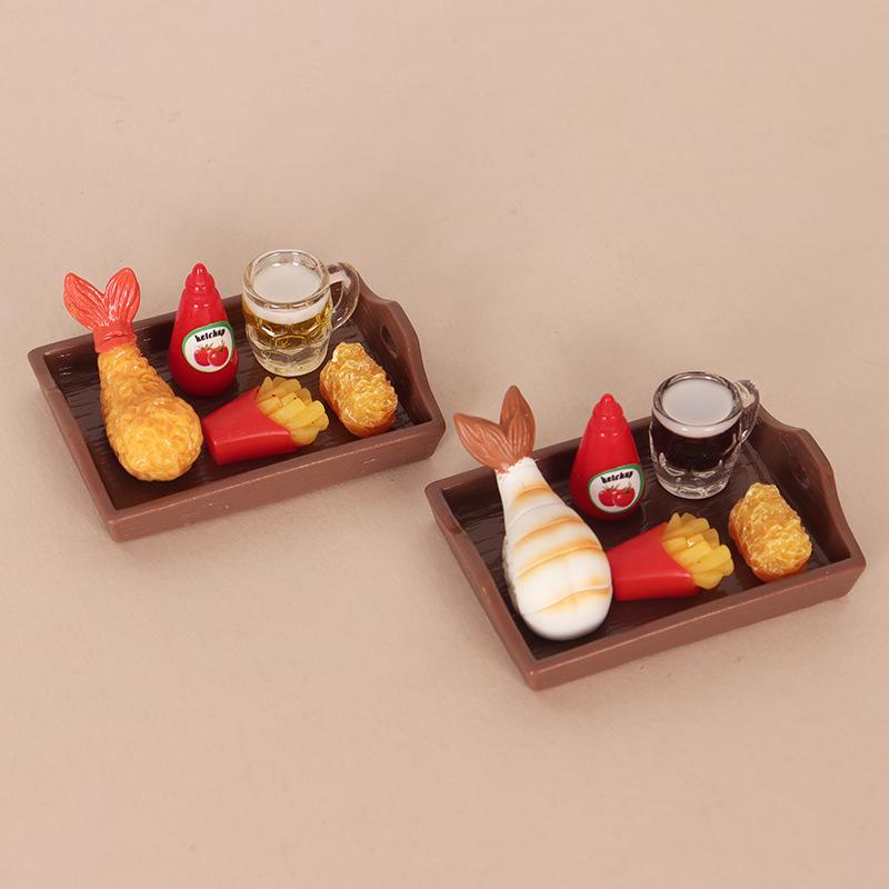 Miniature Fast Food Toy Set Lifelike Tiny Snack Model Odorless for Dollhouse Accessory DIY Craft Preschool Education Puzzle Toy