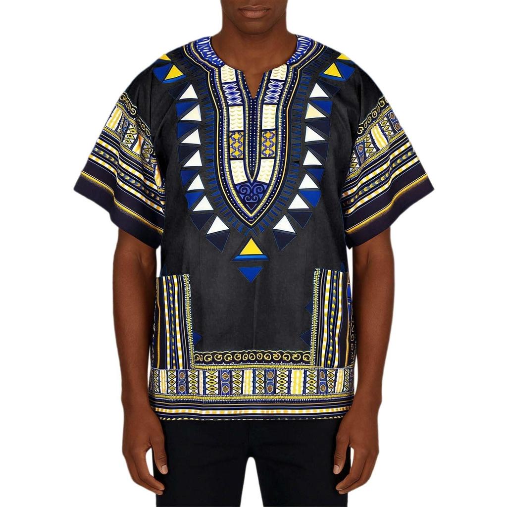 Traditionelles Dashiki-Hemd für Herren Afrikanischer Print Kurzarm Lockerer Schnitt Lässiges Tunika-Oberteil für den täglichen Gebrauch