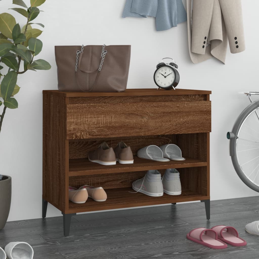 Shoe Rack Smoked Oak 70 x 36 x 60 cm Wood Based Material
