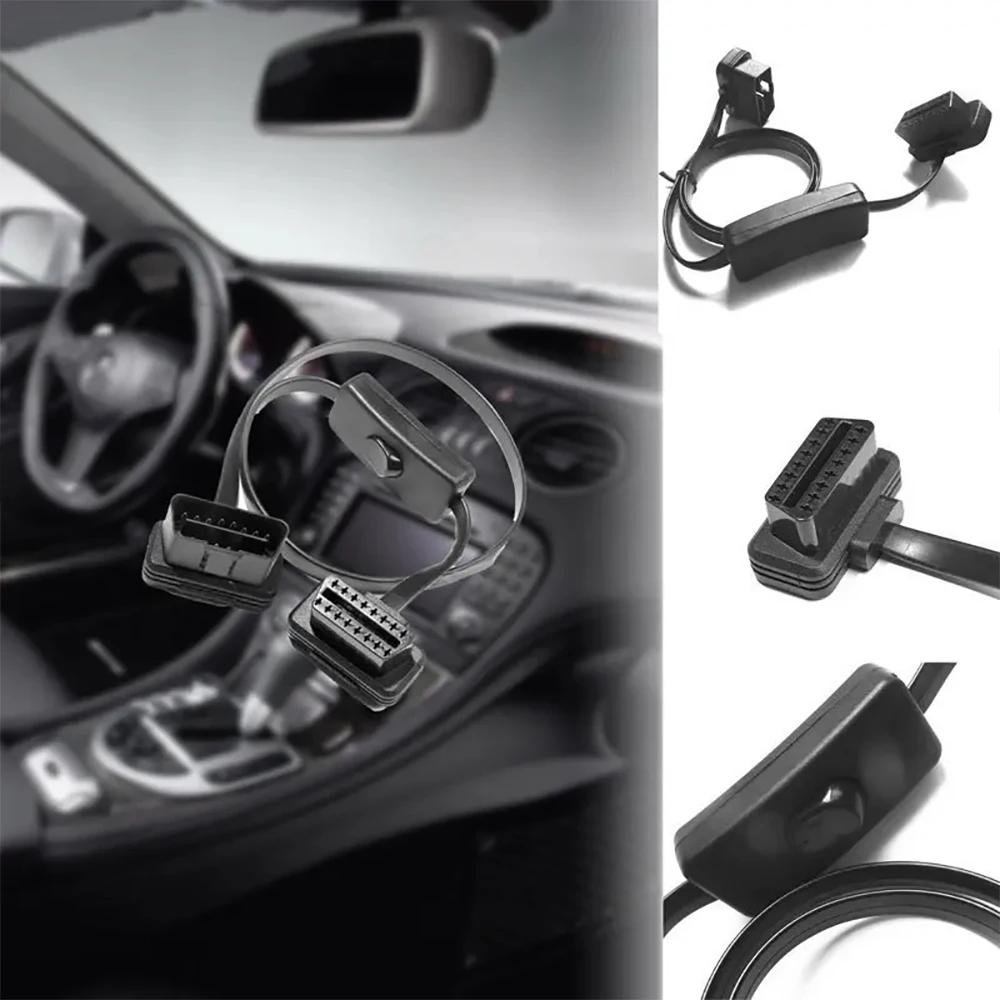 60CM With Power OBD Switch Cable OBD2 16 Pin Male To Female Right Angle Extension Cable Diagnostic Tool