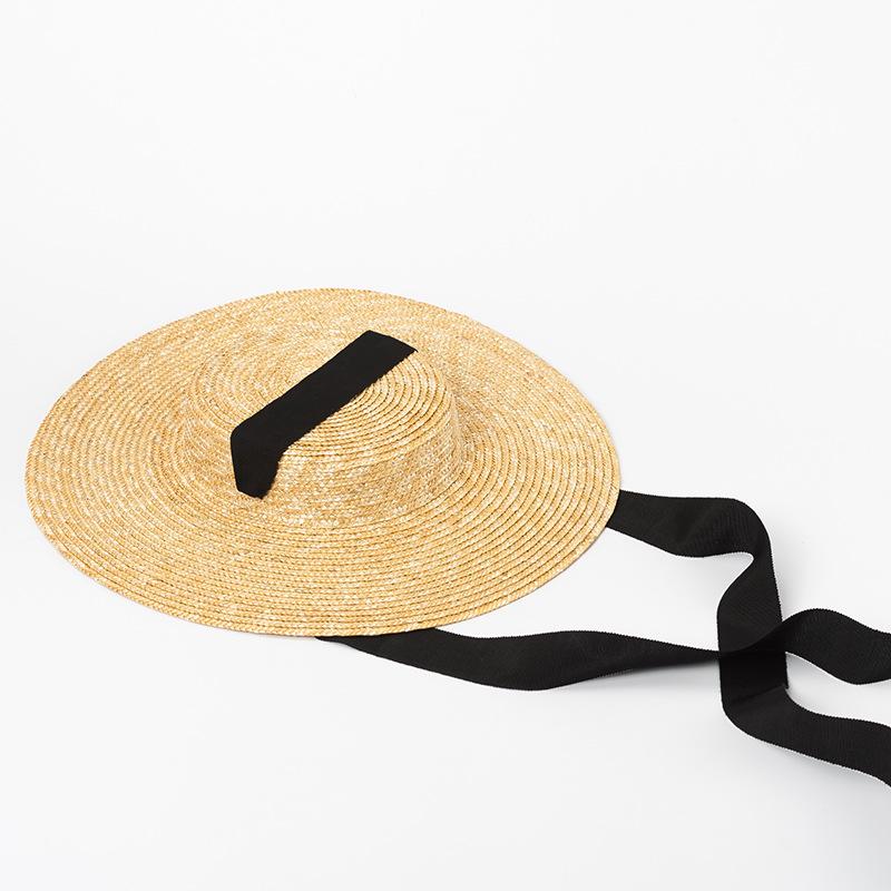 

Puppet map must be complained summer natural handmade straw leisure beach LONG ribbon lady fedoras STRAW cap women PAPER hat One Size чорний