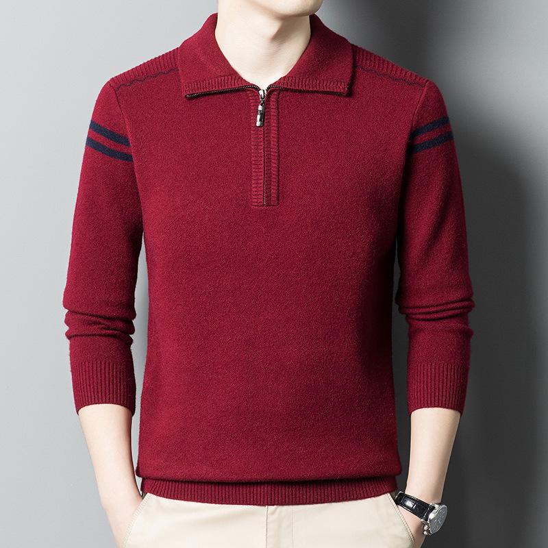 Sweater Men's Thick Undercoat Autumn and Winter New Young Men's Sweater Korean Zipper Sweater