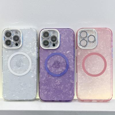 Shell Patterned Electroplated Glitter Lens Film for IPhone 16 ProMax Phone Case for Apple 15 Magnetic Sleeve